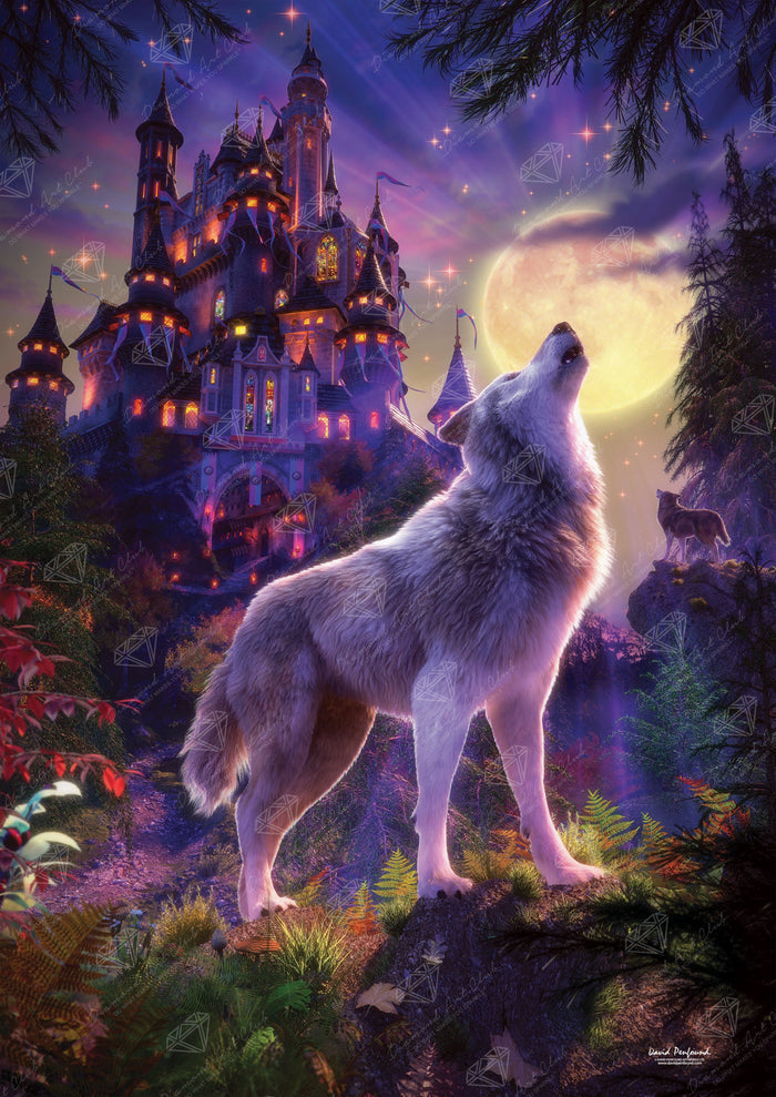 Diamond Painting Castle Wolf 27.6" x 39" (70cm x 99cm) / Square with 61 Colors including 4 ABs and 3 Fairy Dust Diamonds / 111,557