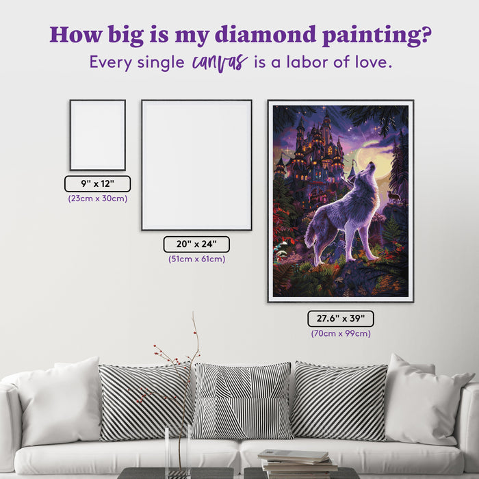 Diamond Painting Castle Wolf 27.6" x 39" (70cm x 99cm) / Square with 61 Colors including 4 ABs and 3 Fairy Dust Diamonds / 111,557