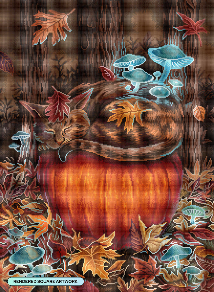 Diamond Painting Cat Nap 22" x 30" (55.8cm x 75.9cm) / Square with 83 Colors including 2 ABs and 1 Frosted Diamond and 2 Fairy Dust Diamonds / 68,320