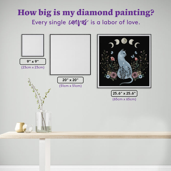 Diamond Painting Cat on the Hill 25.6" x 25.6" (65cm x 65cm) / Square with 51 Colors including 1 AB and 1 Iridescent Diamonds and 4 Fairy Dust Diamonds / 68,121