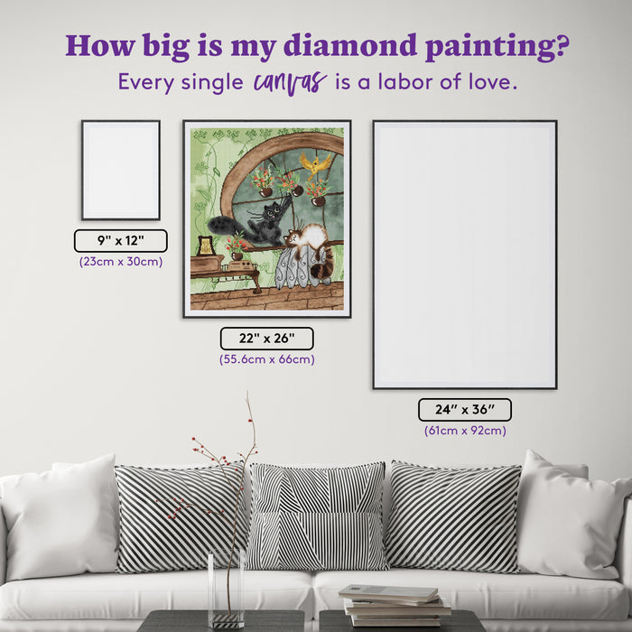 Diamond Painting Cat-tastrophe in Bloom 22" x 26" (55.6cm x 66cm) / Round With 42 Colors Including 3 ABs and 3 Fairy Dust Diamonds / 48,480