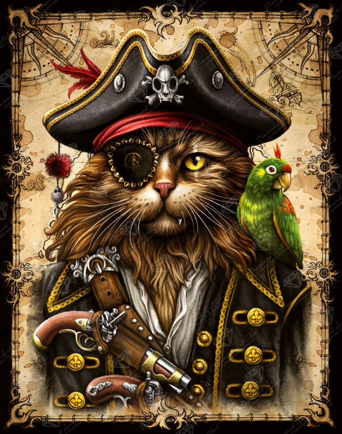 Diamond Painting Catbeard 22" x 28" (55.8cm x 70.7cm) / Square with 52 Colors including 2 ABs and 3 Fairy Dust Diamonds / 63,616