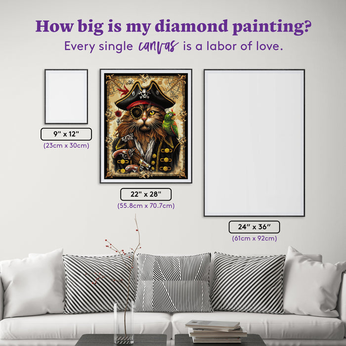 Diamond Painting Catbeard 22" x 28" (55.8cm x 70.7cm) / Square with 52 Colors including 2 ABs and 3 Fairy Dust Diamonds / 63,616