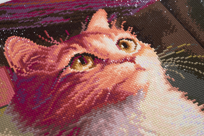 Diamond Painting Cat's Fortune 32.8" x 27.6" (83.5cm x 70cm) / Square with 57 Colors including 3 ABs and 2 Fairy Dust Diamonds / 94,135