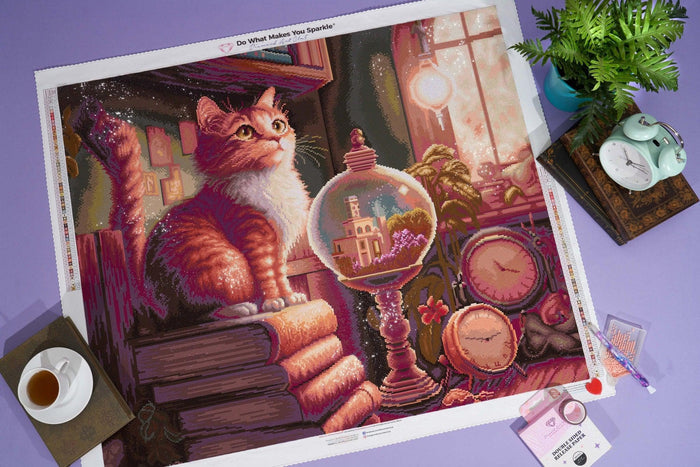 Diamond Painting Cat's Fortune 32.8" x 27.6" (83.5cm x 70cm) / Square with 57 Colors including 3 ABs and 2 Fairy Dust Diamonds / 94,135