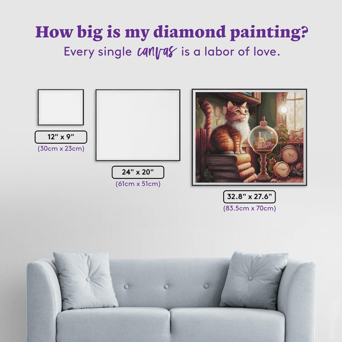 Diamond Painting Cat's Fortune 32.8" x 27.6" (83.5cm x 70cm) / Square with 57 Colors including 3 ABs and 2 Fairy Dust Diamonds / 94,135
