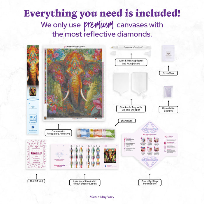 Diamond Painting Celestial Botanica 25.6" x 31.9" (65cm x 80.9cm) / Square with 100 Colors including 4 ABs and 4 Fairy Dust Diamonds / 84,825