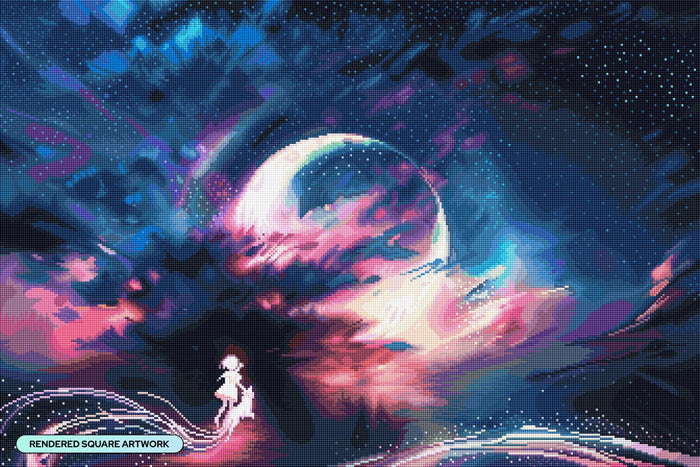 Diamond Painting Chasing Dreams 33" x 22" (83.6cm x 55.8cm) / Square with 77 Colors including 2 ABs and 1 Iridescent Diamond and 3 Fairy Dust Diamonds / 75,264