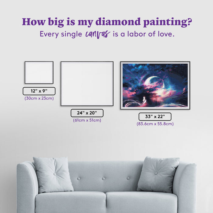 Diamond Painting Chasing Dreams 33" x 22" (83.6cm x 55.8cm) / Square with 77 Colors including 2 ABs and 1 Iridescent Diamond and 3 Fairy Dust Diamonds / 75,264