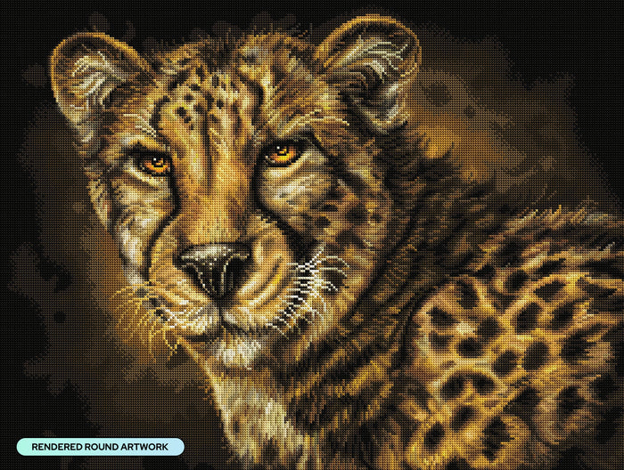 Diamond Painting Cheetah 29" x 22" (73.8cm x 55.6cm) / Round with 54 Colors including 2 ABs and 3 Fairy Dust Diamonds / 54,136