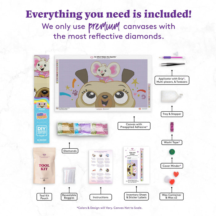 Diamond Painting Chip and Potato 31" x 17" (78.7cm x 42.8cm) / Square with 31 Colors including 1 AB Diamonds and 2 Fairy Dust Diamonds / 54,352