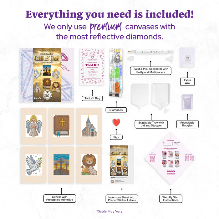 Diamond Painting Christian - Mini Dazzles™ 4" x 6" (10.2cm x 15.2cm) / Square With 27 Colors Including 1 Iridescent Diamond and 26 Fairy Dust Diamonds / 5,336