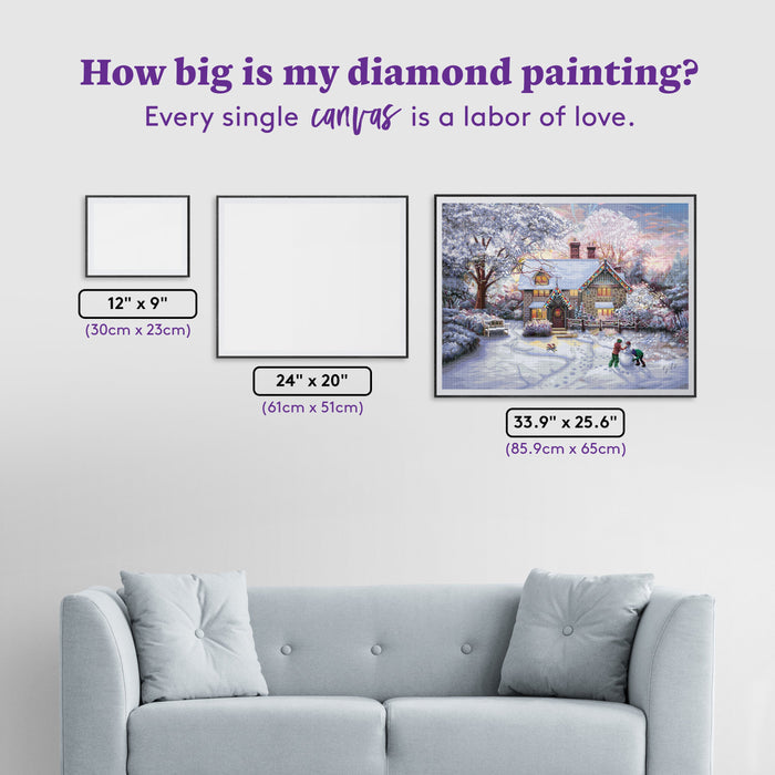 Diamond Painting Christmas at Gingerbread Cottage 33.9" x 25.6" (85.9cm x 65cm) / Square With 81 Colors Including 2 ABs and 2 Iridescent Diamonds and 1 Fairy Dust Diamond / 90,045