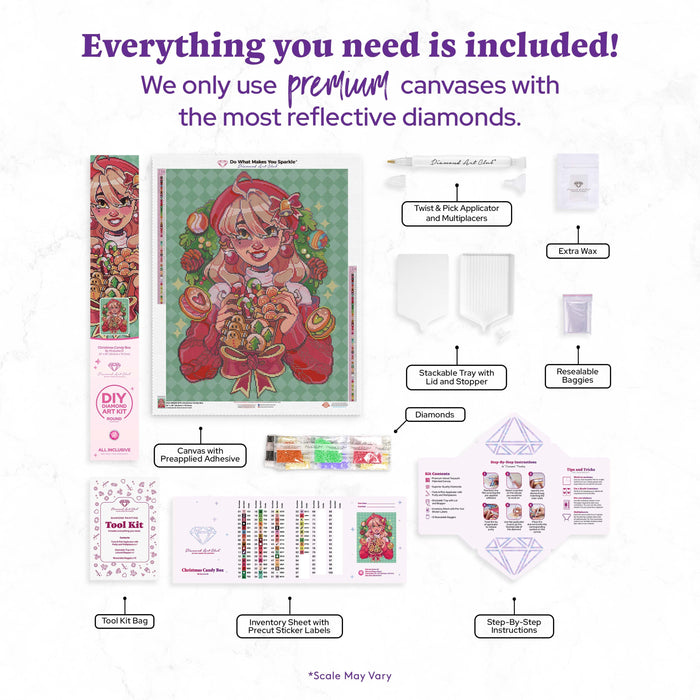 Diamond Painting Christmas Candy Box 22" x 28" (55.6cm x 70.7cm) / Round With 62 Colors Including 3 ABs and 1 Frosted Diamond and 6 Fairy Dust Diamonds / 51,914