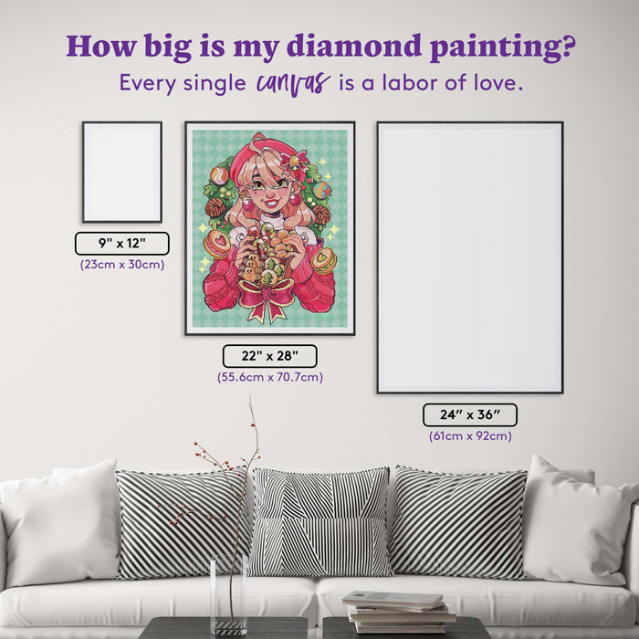 Diamond Painting Christmas Candy Box 22" x 28" (55.6cm x 70.7cm) / Round With 62 Colors Including 3 ABs and 1 Frosted Diamond and 6 Fairy Dust Diamonds / 51,914