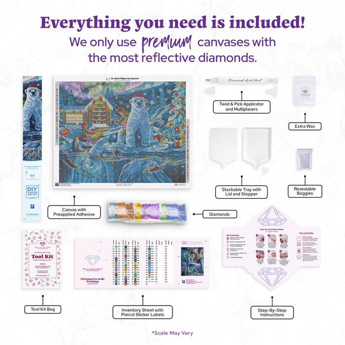Diamond Painting Christmas Eve at the Workshop 34.7" x 27.6" (88cm x 70cm) / Square With 67 Colors Including 5 ABs and 2 Fairy Dust Diamonds and 1 Iridescent Diamonds and 1 Special Diamonds / 99,089
