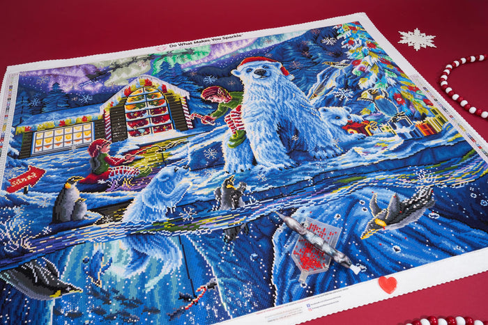 Diamond Painting Christmas Eve at the Workshop 34.7" x 27.6" (88cm x 70cm) / Square With 67 Colors Including 5 ABs and 2 Fairy Dust Diamonds and 1 Iridescent Diamonds and 1 Special Diamonds / 99,089