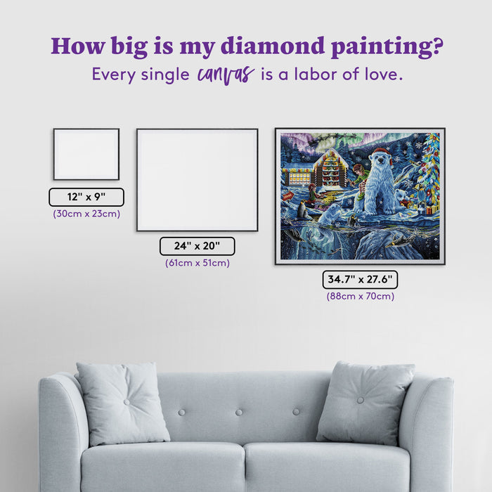Diamond Painting Christmas Eve at the Workshop 34.7" x 27.6" (88cm x 70cm) / Square With 67 Colors Including 5 ABs and 2 Fairy Dust Diamonds and 1 Iridescent Diamonds and 1 Special Diamonds / 99,089