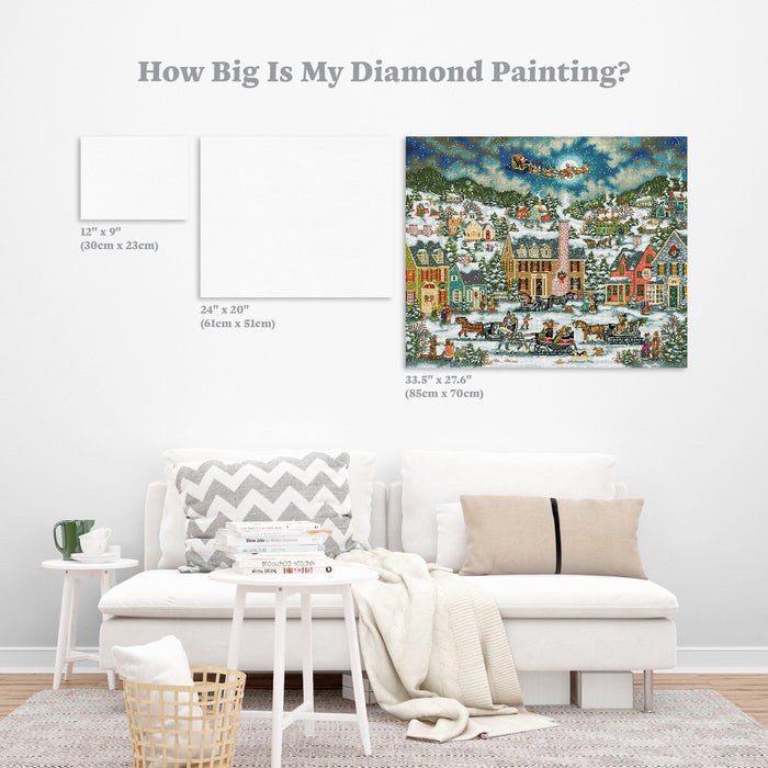 Diamond Painting Christmas Eve Fly-By 33.5" x 27.6″ (85cm x 70cm) / Square with 51 Colors including 4 ABs / 93,349