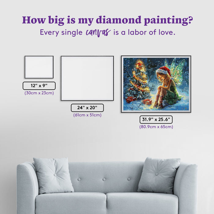 Diamond Painting Christmas Fairy Wishes 31.9" x 25.6" (80.9cm x 65cm) / Square with 74 Colors including 2 ABs and 3 Fairy Dust Diamonds / 84,825