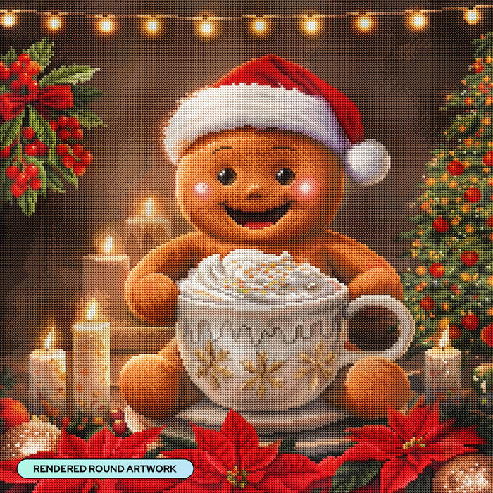 Diamond Painting Christmas in a Cup 22" x 22" (55.6cm x 55.6cm) / Round with 59 Colors including 3 ABs and 4 Fairy Dust Diamonds / 40,804