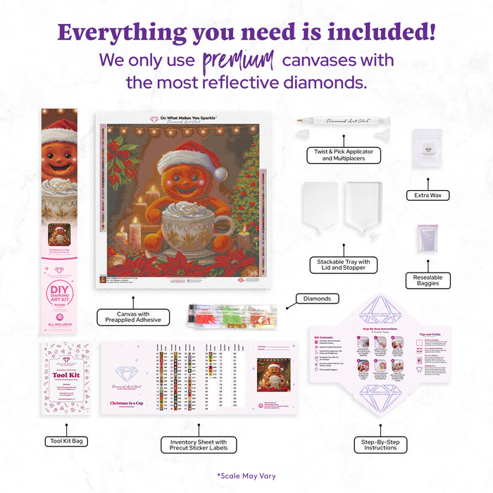 Diamond Painting Christmas in a Cup 22" x 22" (55.6cm x 55.6cm) / Round with 59 Colors including 3 ABs and 4 Fairy Dust Diamonds / 40,804