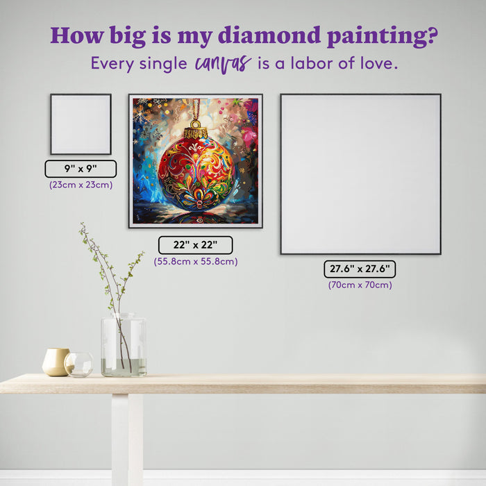 Diamond Painting Christmas Ornament 22" x 22" (55.8cm x 55.8cm) / Square with 58 Colors including 1 AB and 3 Fairy Dust Diamonds / 50,176