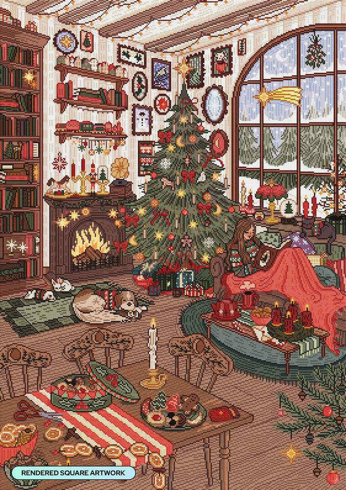 Diamond Painting Christmas Room 27.6" x 39" (69.9cm x 98.8cm) / Square with 78 Colors including 2 ABs and 1 Iridescent Diamond and 4 Fairy Dust Diamonds / 111,557