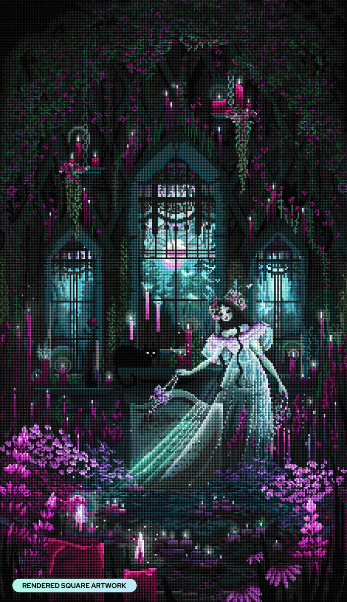 Diamond Painting Chrysanthemum's Crypt 22" x 38" (55.8cm x 96.6cm) / Square with 45 Colors including 2 ABs and 1 Frosted Diamond and 4 Fairy Dust Diamonds / 86,912