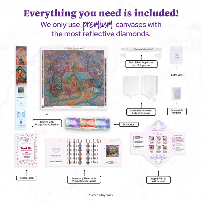 Diamond Painting Classic Christmas 27.6" x 25.6" (69.9cm x 65cm) / Square with 86 Colors including 1 Special Diamond and 4 Fairy Dust Diamonds / 73,341