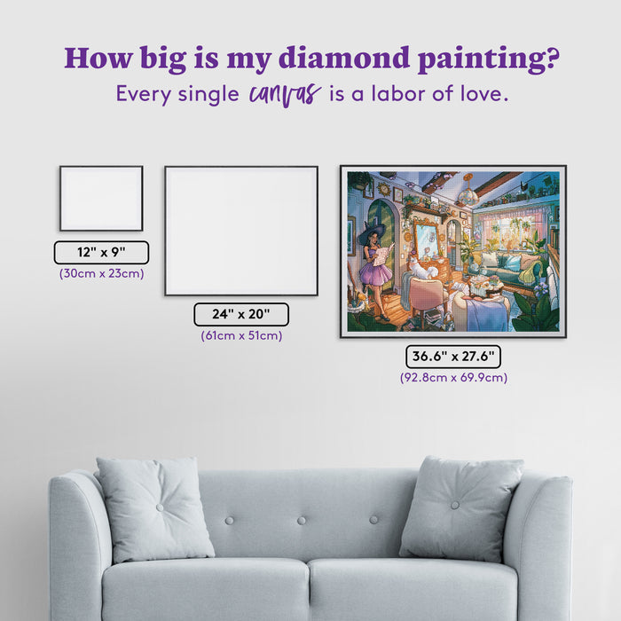 Diamond Painting Cleaning Day 36.6" x 27.6" (92.8cm x 69.9cm) / Square With 98 Colors Including 2 ABs and 7 Fairy Dust Diamonds / 104,813