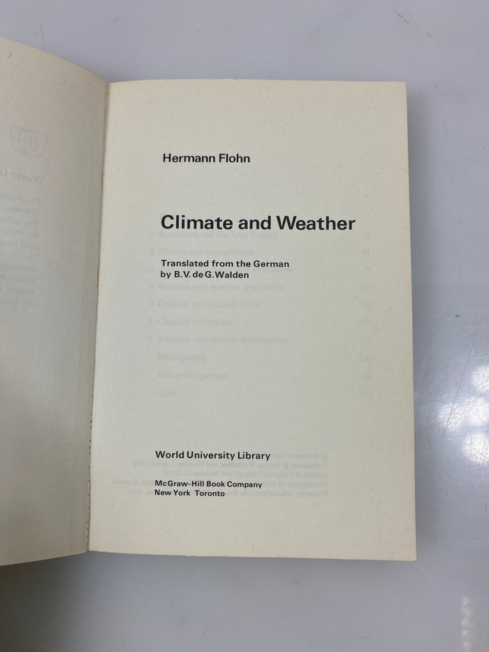 Climate and Weather by Hermann Flohn 1969 SC