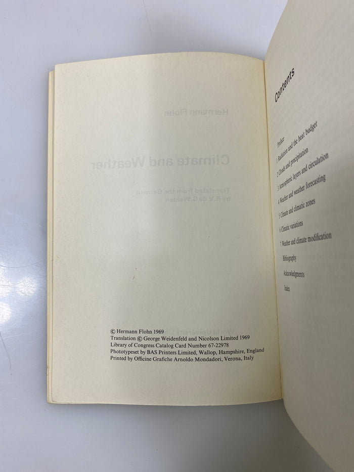 Climate and Weather by Hermann Flohn 1969 SC