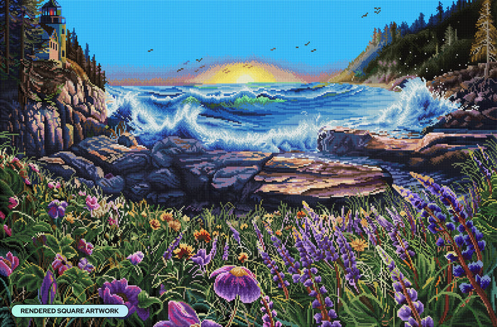 Diamond Painting Coast to Coast 38.6" x 25.6" (97.8cm x 64.5cm) / Square with 76 Colors including 3 ABs and 3 Fairy Dust Diamonds / 101,787