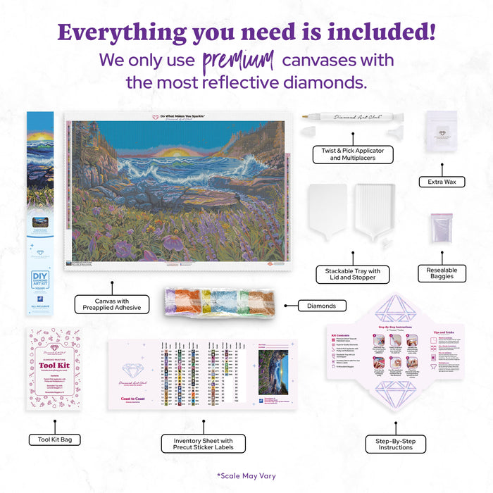 Diamond Painting Coast to Coast 38.6" x 25.6" (97.8cm x 64.5cm) / Square with 76 Colors including 3 ABs and 3 Fairy Dust Diamonds / 101,787
