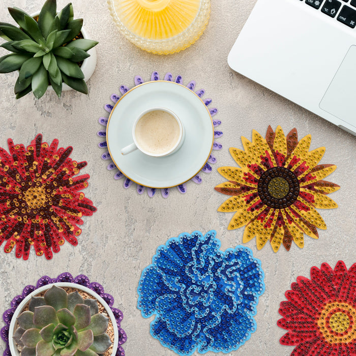 Diamond Painting Coasters - Blooms 4" x 4" (10cm x 10cm) / Round with 0 Colors / 0