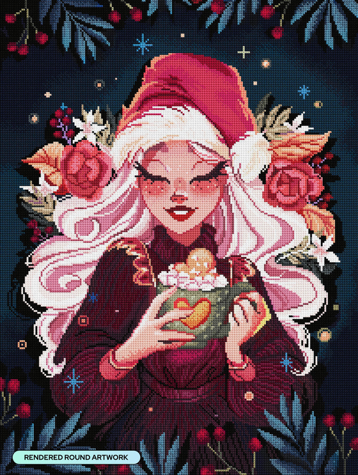 Diamond Painting Cocoa Comfort 22" x 29" (55.6cm x 73.7cm) / Round with 52 Colors including 2 ABs and 3 Fairy Dust Diamonds / 54,136