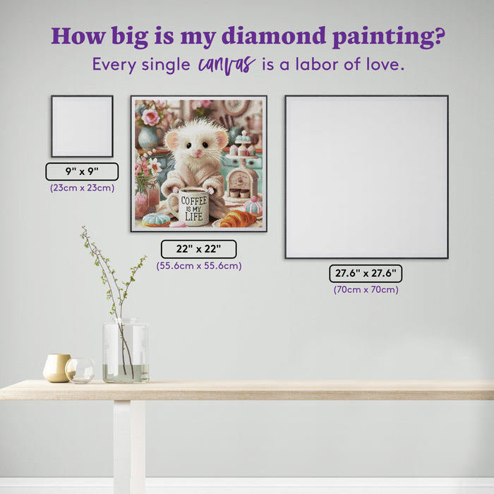 Diamond Painting Coffee is My Life 22" x 22" (55.6cm x 55.6cm) / Round with 88 Colors including 2 ABs and 3 Fairy Dust Diamonds / 40,804