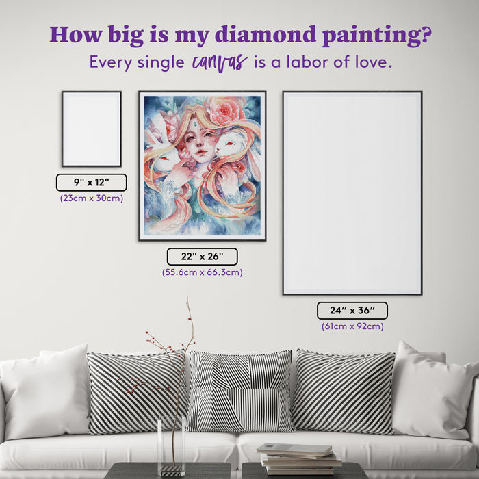 Diamond Painting Conejos Blancos 22" x 26" (55.6cm x 66.3cm) / Round with 72 Colors including 3 ABs and 2 Fairy Dust Diamonds / 48,682