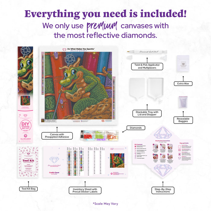 Diamond Painting Cookie Quest 20" x 20" (50.6cm x 50.6cm) / Round with 48 Colors including 3 ABs and 1 Electro Diamond and 6 Fairy Dust Diamonds / 33,856