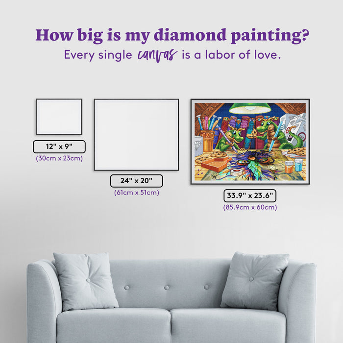 Diamond Painting Cookies, Books, Diamonds & Birds 33.9" x 23.6" (85.9cm x 60cm) / Square with 92 Colors including 5 ABs and 1 Iridescent Diamond and 4 Fairy Dust Diamonds / 83,145