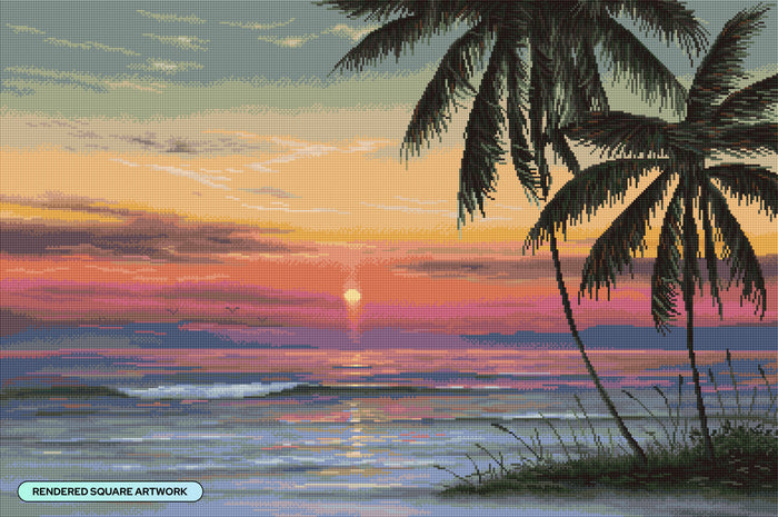 Diamond Painting Coral Sunset 38.6" x 25.6" (97.8cm x 65cm) / Square with 50 Colors including 2 ABs and 3 Fairy Dust Diamonds / 102,573
