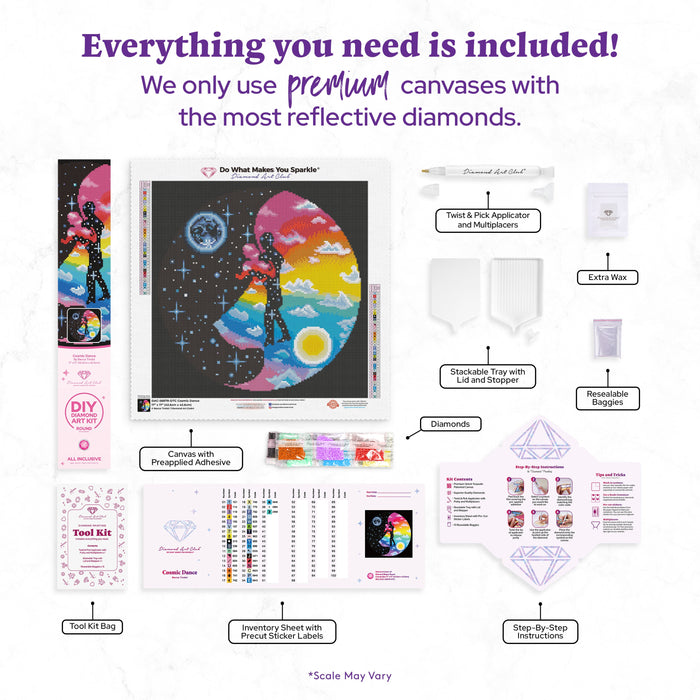 Diamond Painting Cosmic Dance 17" x 17" (42.6cm x 42.6cm) / Round with 37 Colors including 4 ABs and 1 Fairy Dust Diamonds / 22,697