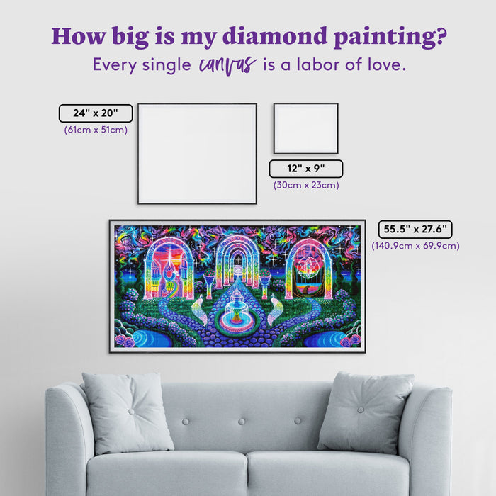 Diamond Painting Cosmic Garden 55.5" x 27.6" (140.9cm x 69.9cm) / Square with 91 Colors including 5 ABs and 3 Fairy Dust Diamonds / 159,046