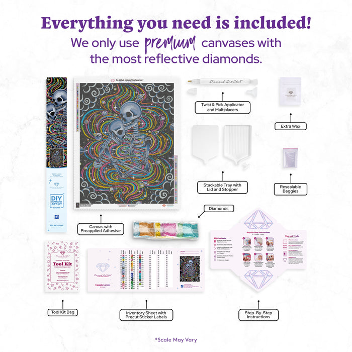 Diamond Painting Cosmic Lovers 25.6" x 32.7" (65cm x 83cm) / Square with 50 Colors including 3 ABs and 1 Fairy Dust Diamond and 1 Iridescent Diamond / 86,913