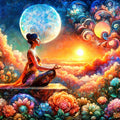 Diamond Painting Cosmic Meditation 27.6" x 27.6" (69.9cm x 69.9cm) / Square with 58 Colors including 2 ABs and 3 Fairy Dust Diamonds / 78,961