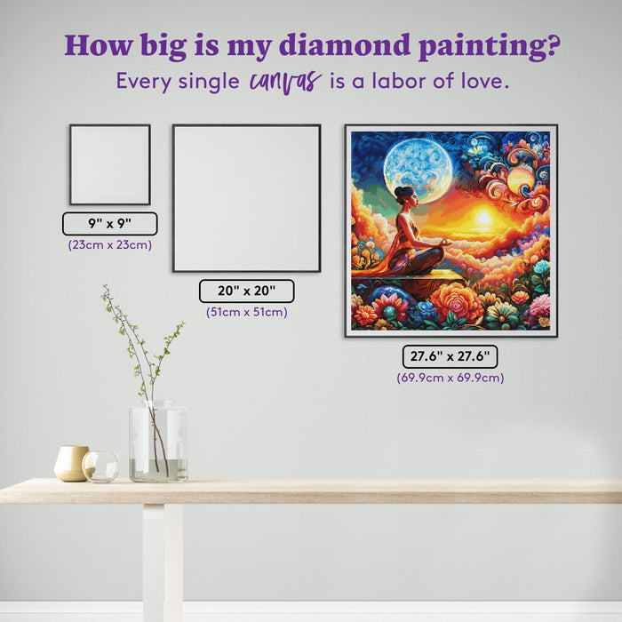 Diamond Painting Cosmic Meditation 27.6" x 27.6" (69.9cm x 69.9cm) / Square with 58 Colors including 2 ABs and 3 Fairy Dust Diamonds / 78,961