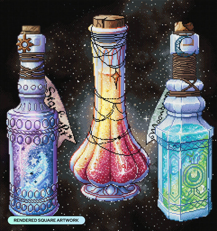 Diamond Painting Cosmic Potions 23.6" x 25.1" (60cm x 63.7cm) / Square With 68 Colors Including 6 ABs and 4 Iridescent Diamonds and 2 Fairy Dust Diamonds / 61,696