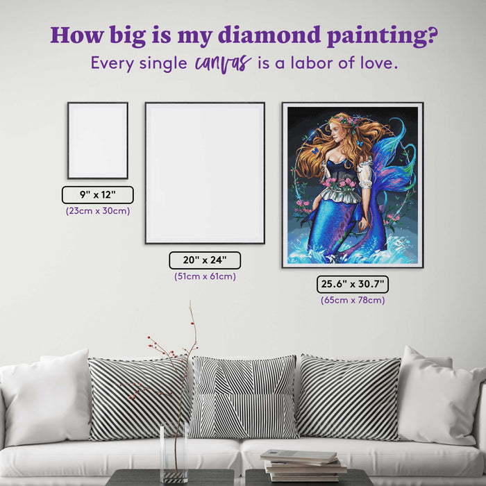 Diamond Painting Cottage Girl Mermaid 25.6" x 30.7" (65cm x 78cm) / Square With 55 Colors Including 3 ABs and 4 Fairy Dust Diamonds / 81,693