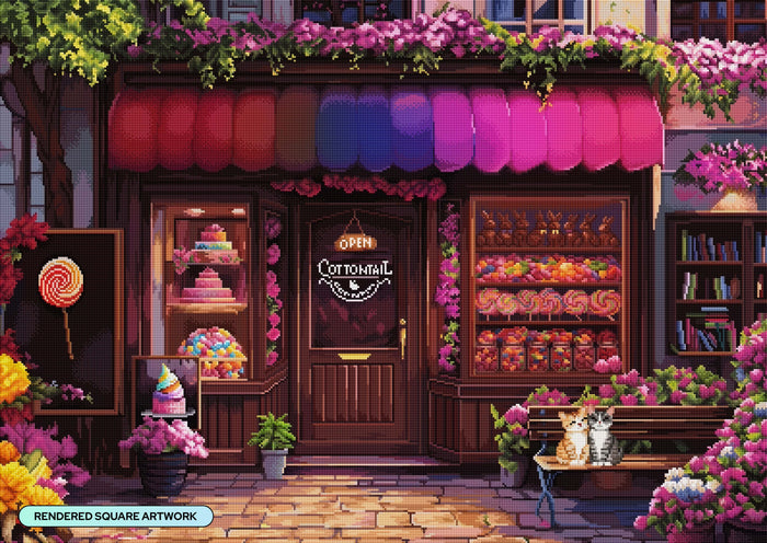 Diamond Painting Cottontail Candy Company 39" x 27.6" (98.8cm x 69.9cm) / Square with 71 Colors including 3 ABs and 6 Fairy Dust Diamonds / 111,557
